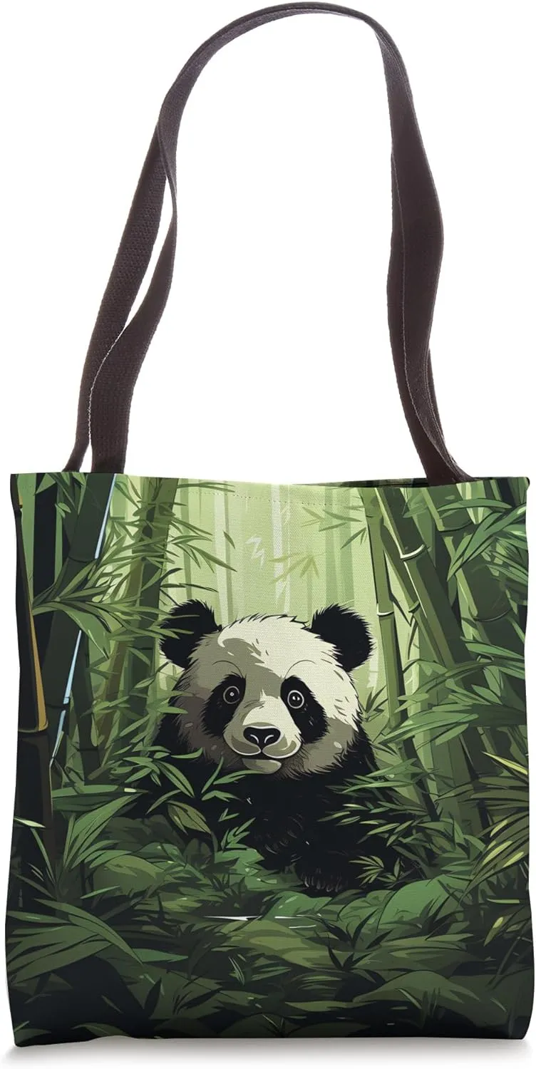 Kawaii Panda's Artistic Escape Bamboo Chronicles Tote Bag