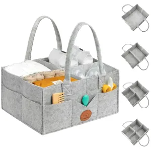 KeaBabies Diaper Caddy Organizer - Baby Organizer for Nursery, Car Storage Organizer, Baby Gift Basket, Changing Table Organizer, Portable Diaper Organizer Caddy for Girls, Boys (Classic Gray)