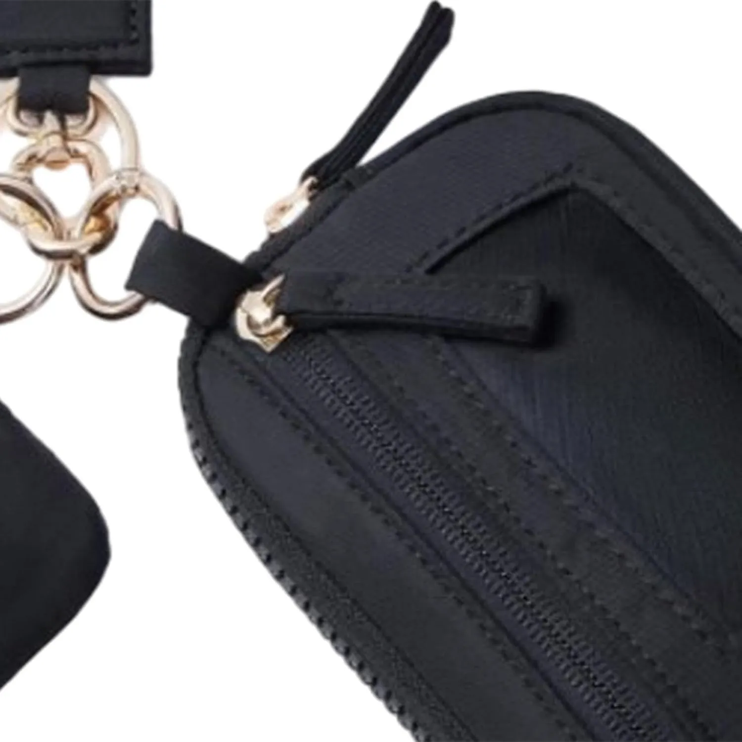 Keychain Wristlet Wallet Double Pouch Key Chain Bag Elegant Women Men Purse for Beach Shopping Holidays Valentines Gift Travel, Black