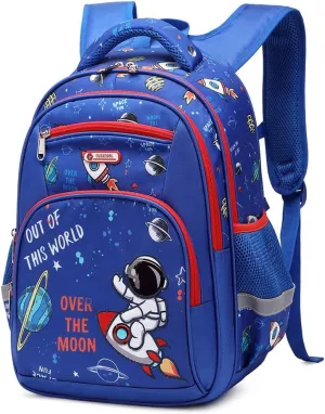 Kid Bookbag Boy Kindergarten Elenemtary Preschool Multi Compartment Backpack, Chest Strap Side Pockets