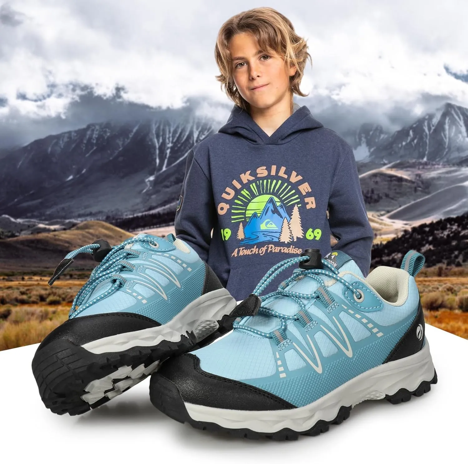 Kids Boys Running Shoes Waterproof Non-Slip Breathable Low-Top Outdoor Hiking Walking Sneakers (Little/Big Kids)