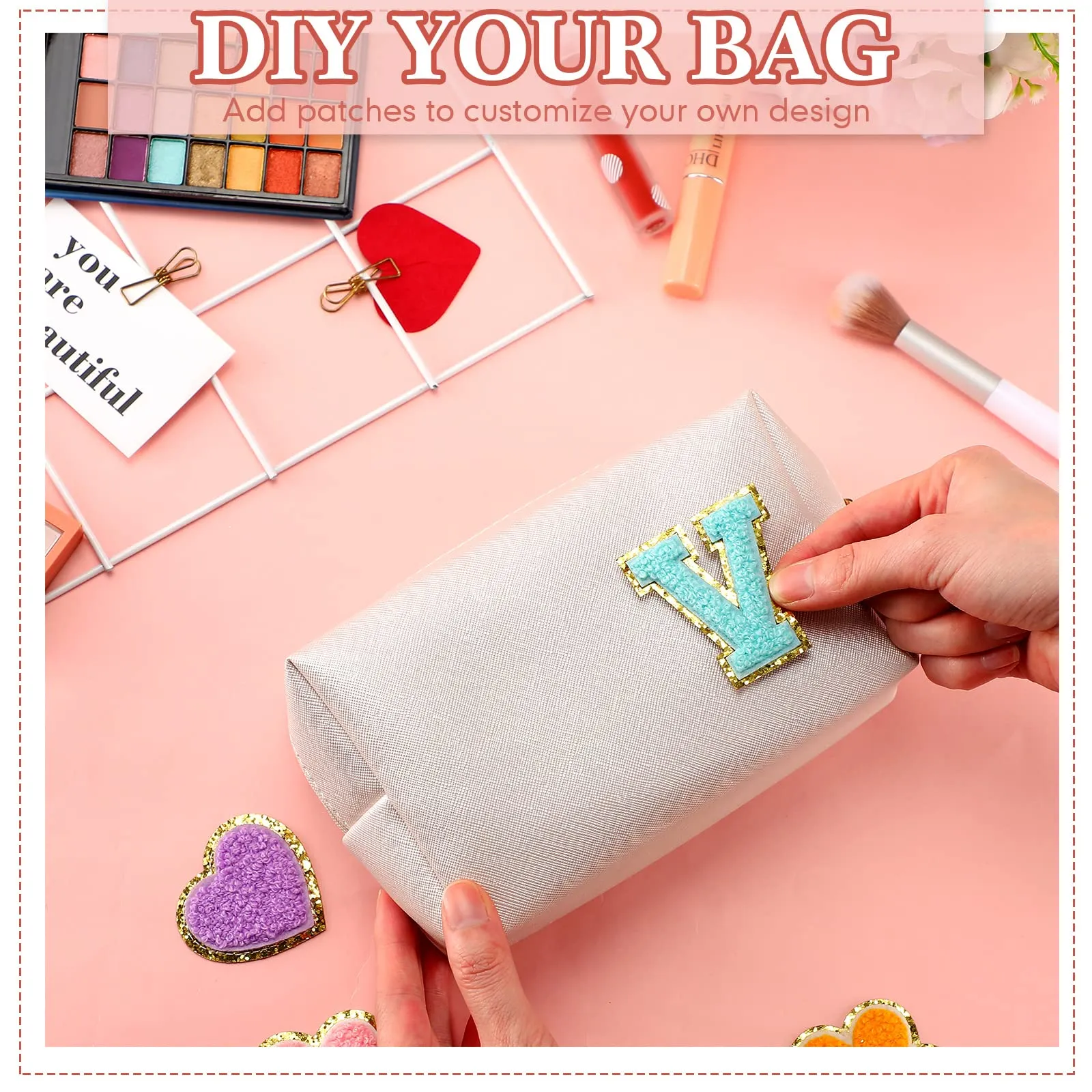 Kigeli 15 Pcs Aesthetics Makeup Bag PU Leather Cosmetic Bag Makeup Pouch Bulk Plain Cosmetic Pouch Waterproof Toiletry Bag for Christmas Party Gift Travel Cosmetic Organizer for Women (Ivory White)