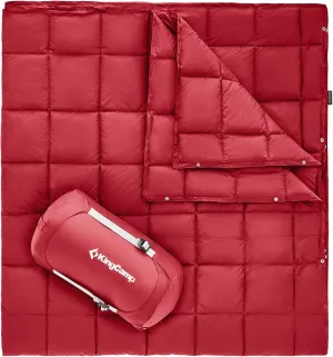 KingCamp Down Camping Blanket - Lightweight, Multifunctional Quilt for Camping with Snap Button, Portable for Stadium, Travel, Airplane, Picnic, Indoor & Outdoor, Provides Warmth