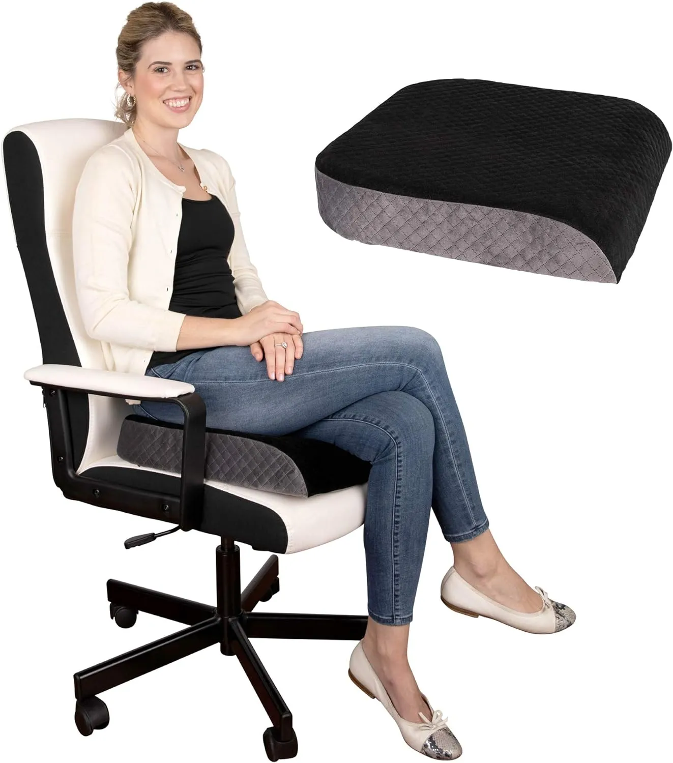 Kölbs Extra Large Seat Cushion, Stylish Plush Velvet Cover, X-Large Memory Foam for Office Chair, Floor Pillow, Cushion Back Pain Coccyx Pain Relief, Carry Handle (Extra Large)