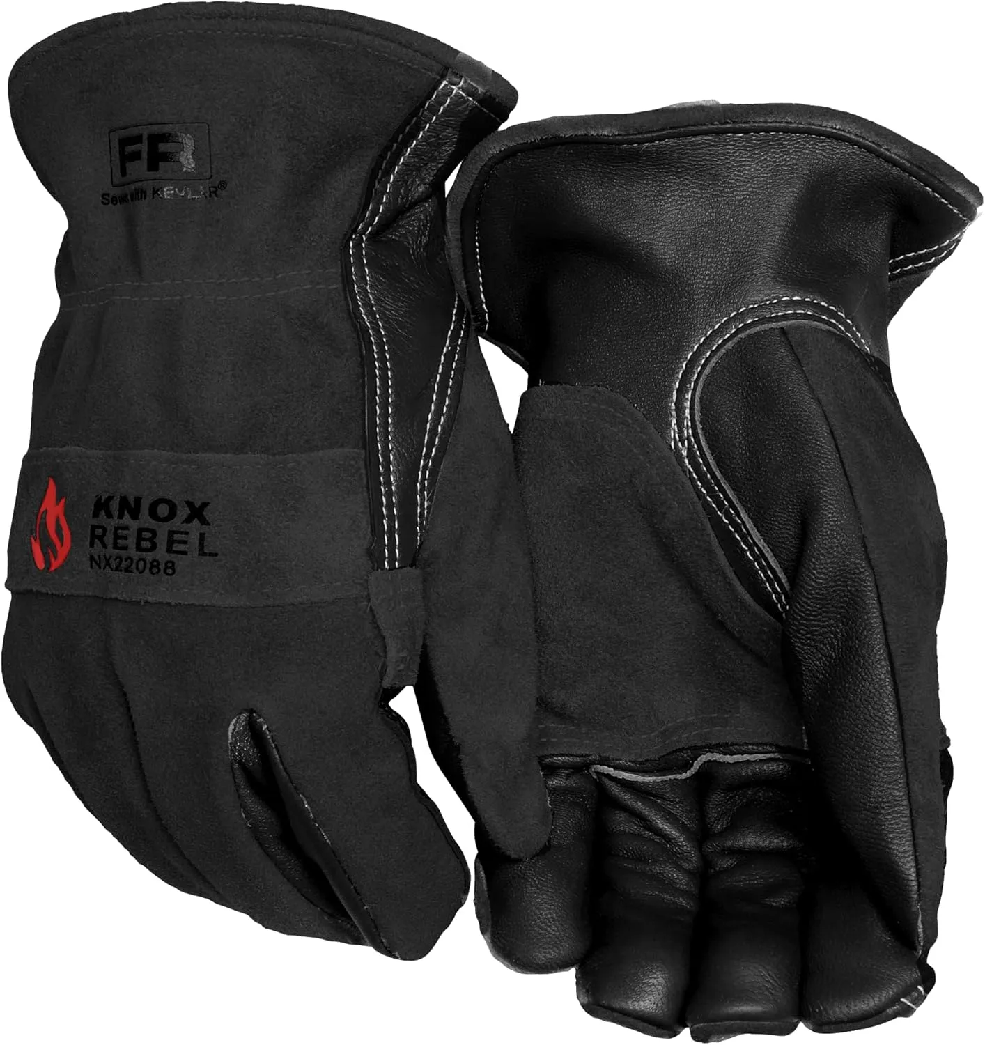 Knox Nexon Leather Work Gloves for Men & Women | Rebel FR Cowhide Working Gloves with Double Palm | Premium Quality & Durable