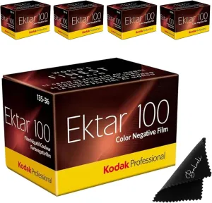 Kodak Ektar 100 35mm Film 4-Pack – ISO 100, 36 Exposure Color Film for 35mm Film Camera – Includes Balveli Premium Microfiber Cloth