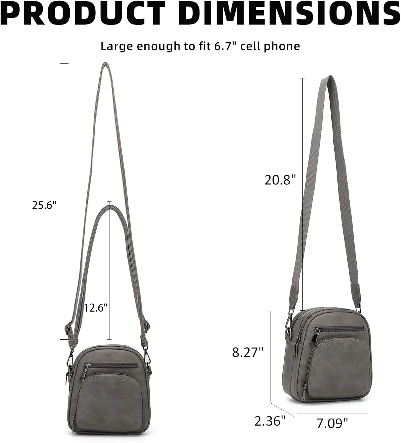 KouLi Buir Multi Pockets Crossbody Bags for Women Small Shoulder Handbag Purse