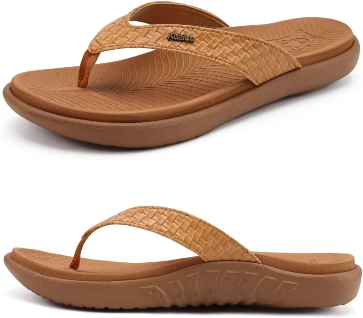 KuaiLu Womens Flip Flops Ladies Yoga Mat Comfortable Walking Thong Sandals With Plantar Fasciitis Arch Support Slip On Indoor Outdoor For Summer