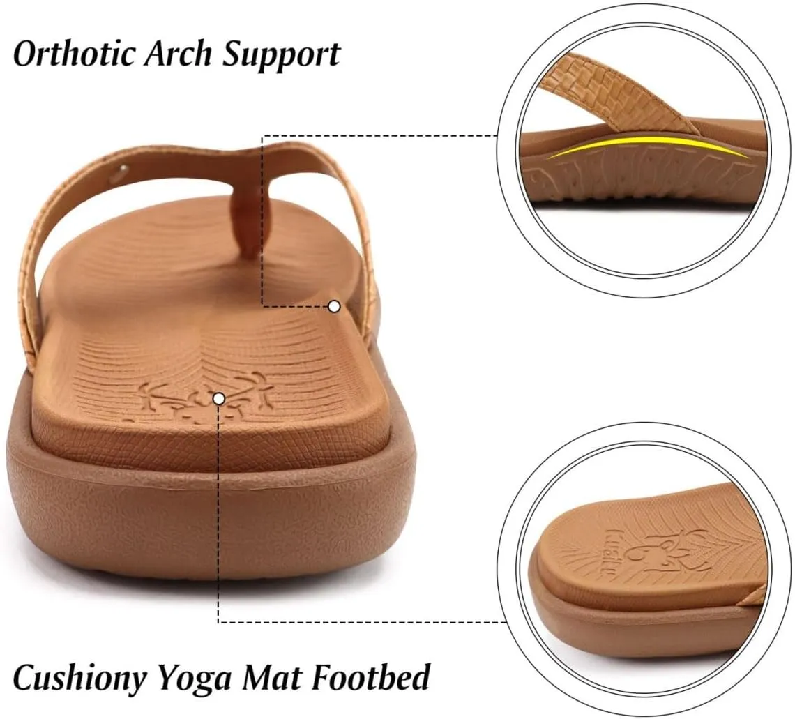 KuaiLu Womens Flip Flops Ladies Yoga Mat Comfortable Walking Thong Sandals With Plantar Fasciitis Arch Support Slip On Indoor Outdoor For Summer