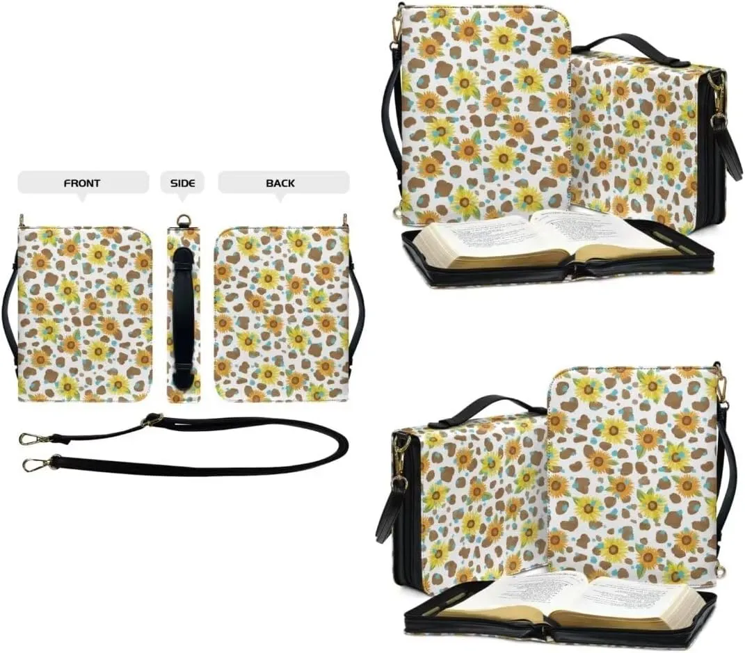 Kuiaobaty Bible Cover Protection Large Capacity Bible Carrying Bag PU Leather Bible Cover