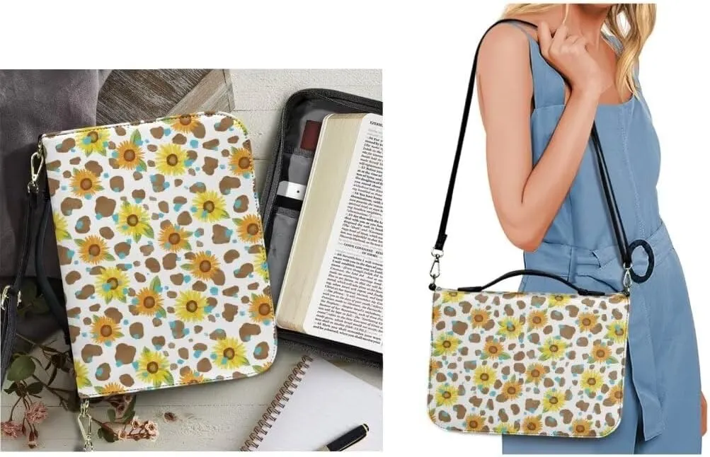 Kuiaobaty Bible Cover Protection Large Capacity Bible Carrying Bag PU Leather Bible Cover