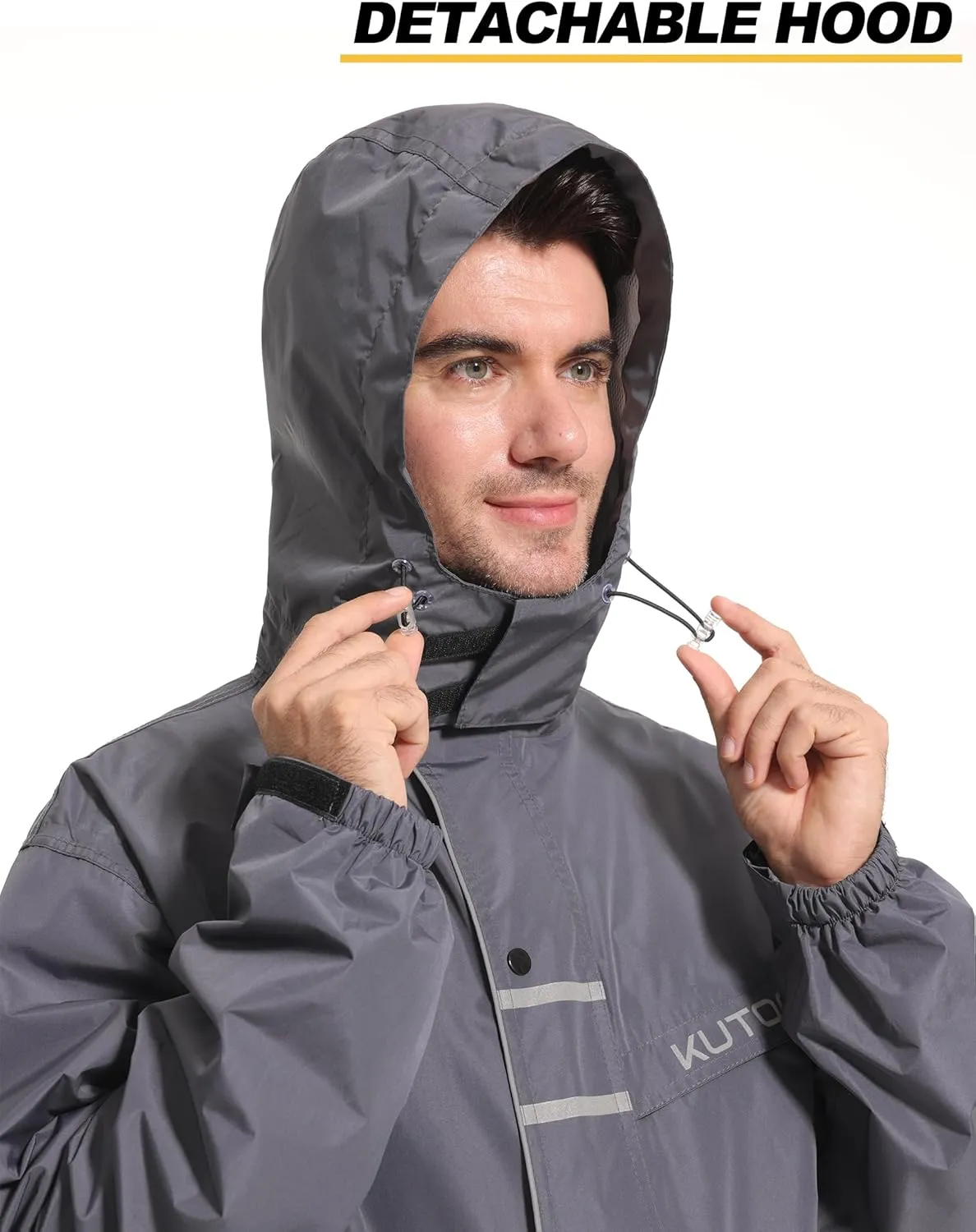 KUTOOK Men’s Rain Jacket Waterproof Hooded Lightweight Breathable Raincoat for Outdoor Cycling Hiking Running M-3XL