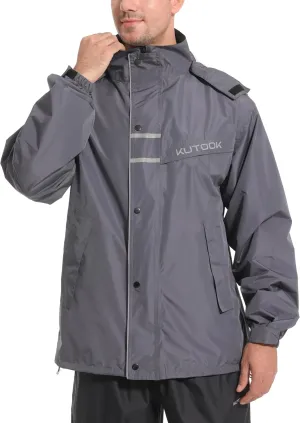 KUTOOK Men’s Rain Jacket Waterproof Hooded Lightweight Breathable Raincoat for Outdoor Cycling Hiking Running M-3XL