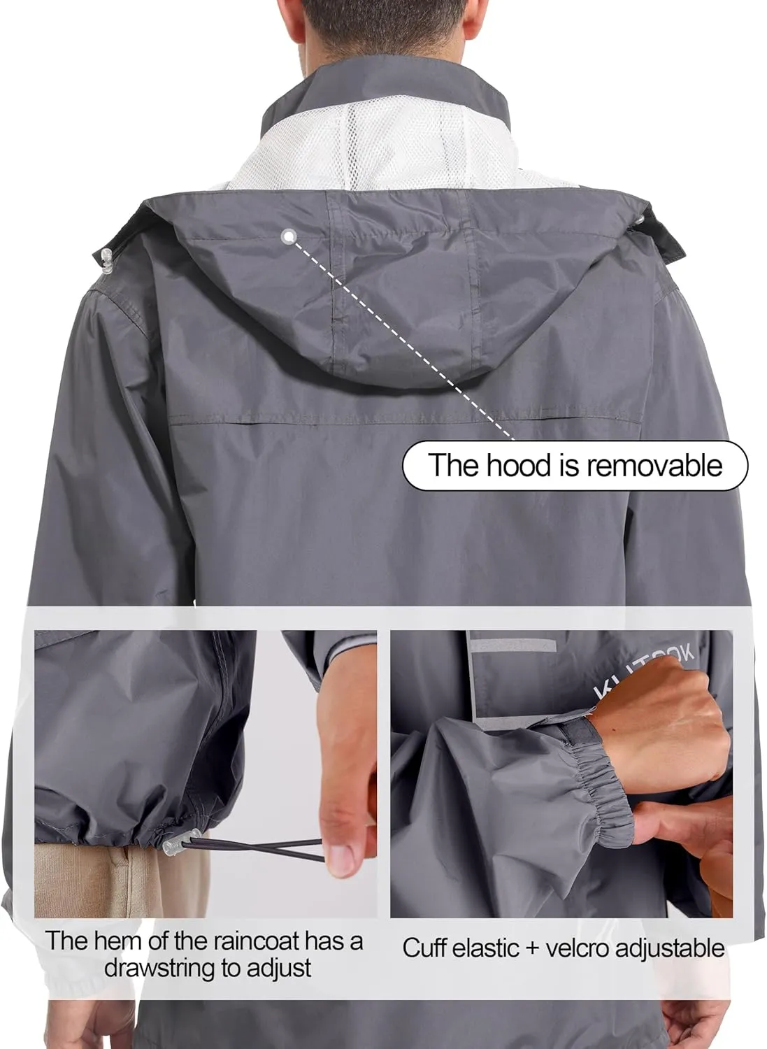 KUTOOK Men’s Rain Jacket Waterproof Hooded Lightweight Breathable Raincoat for Outdoor Cycling Hiking Running M-3XL