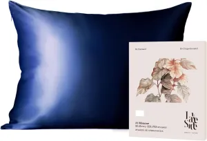 Lakeside Silk 100% Pure Mulberry Silk Pillowcase - 22 Momme 6A Grade - Nighttime Skincare & Hair Care Hydrating Pillow Cover - Sponge Wash Bag Included - Best Gift (Poseidon, Standard (20"x26"))