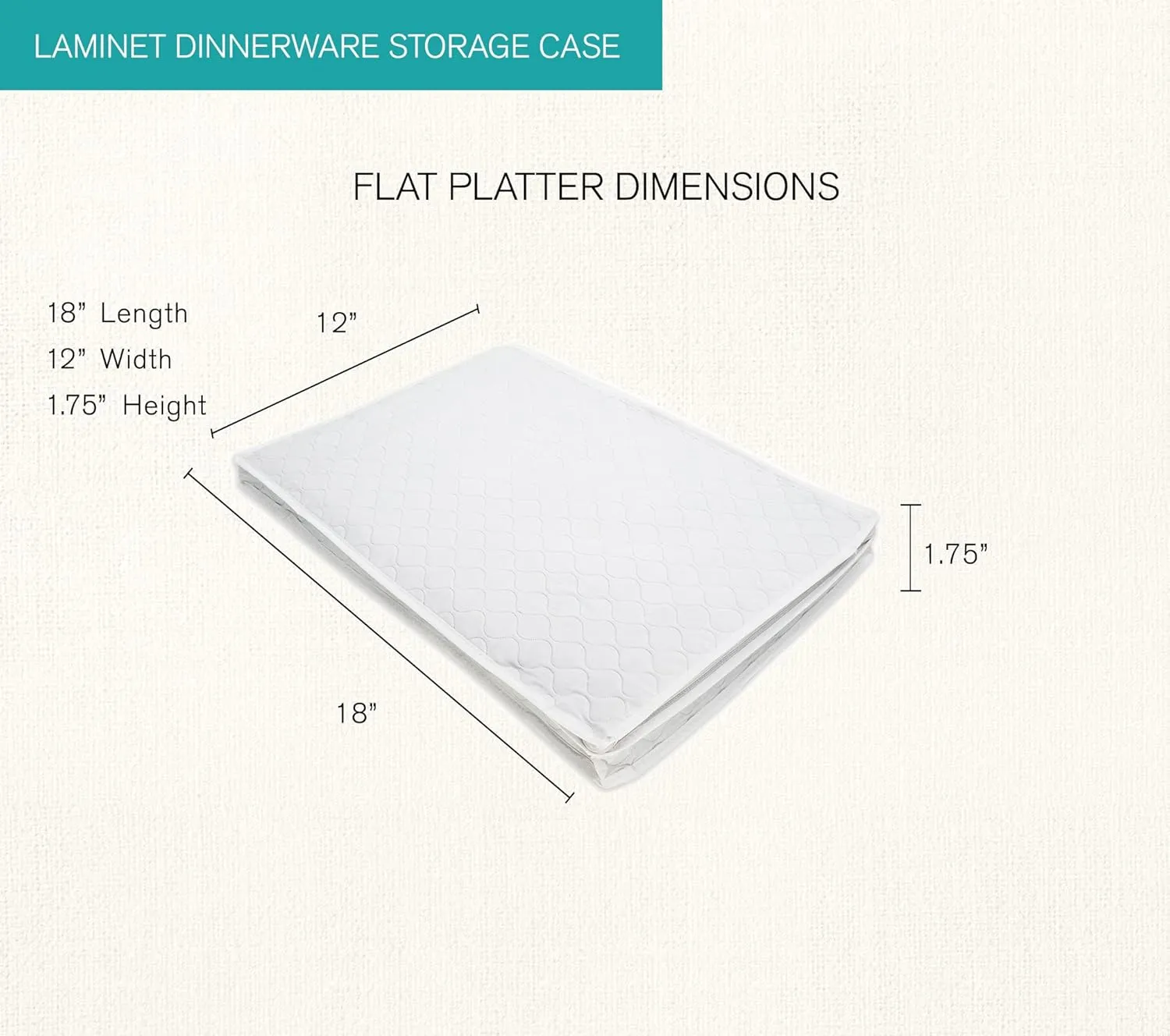 LAMINET 6 Piece Quilted Dinnerware Storage Starter Set - Includes 4 Plate Cases, 1 Cup Case & Platter Case - WHITE