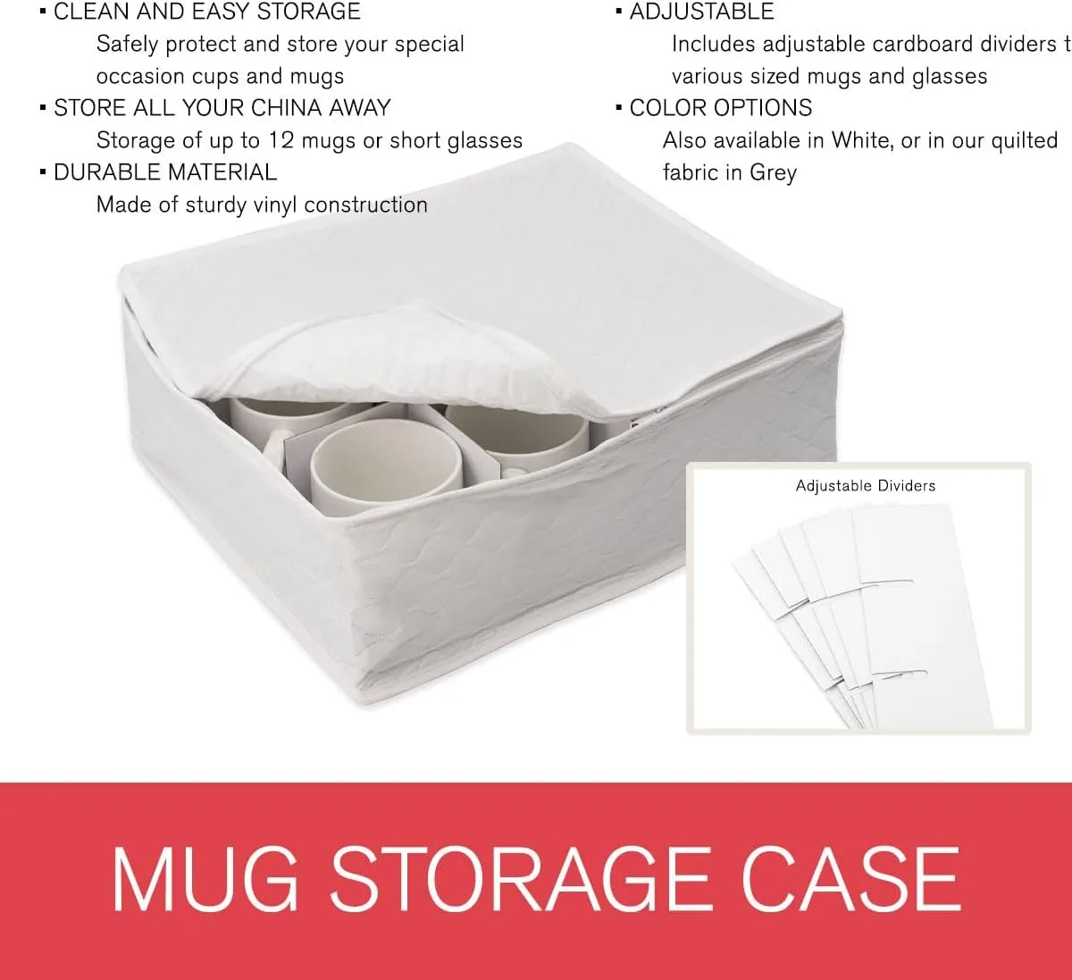 LAMINET 6 Piece Quilted Dinnerware Storage Starter Set - Includes 4 Plate Cases, 1 Cup Case & Platter Case - WHITE