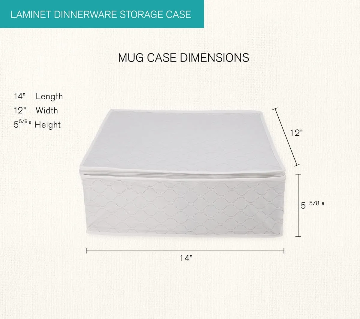LAMINET 6 Piece Quilted Dinnerware Storage Starter Set - Includes 4 Plate Cases, 1 Cup Case & Platter Case - WHITE