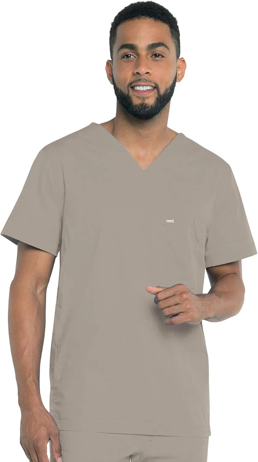 Landau Rip Stop Relaxed Fit Comfort Stretch 1-Pocket Scrub Top for Men 4127
