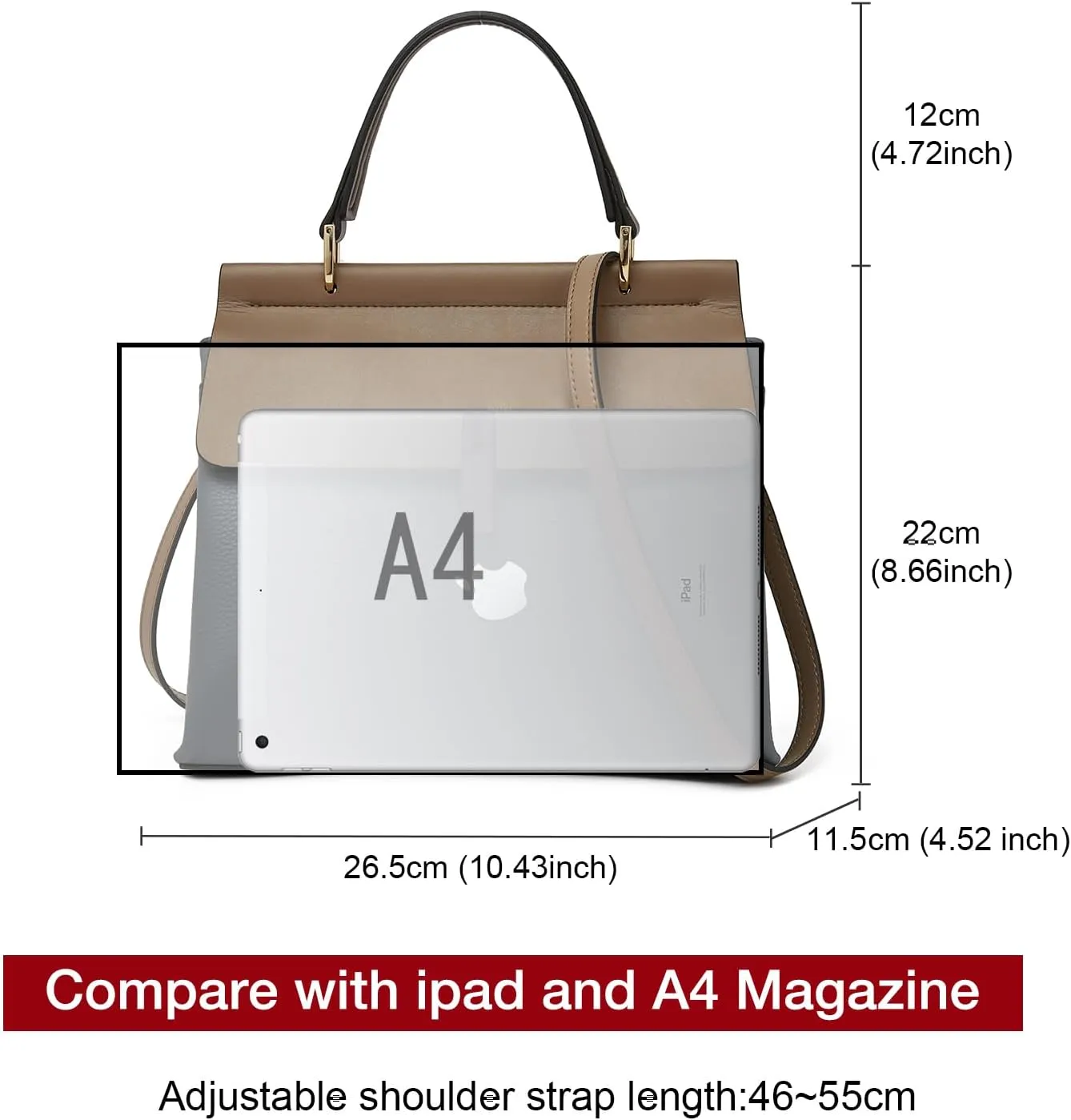 LAORENTOU Genuine Leather Shoulder Bag for Women Satchel Handbag Ladies Handle Purse Fashion Crossbody Bag