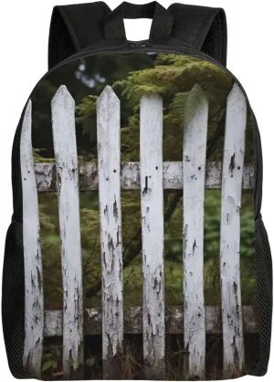Laptop Backpack for Men Women Carry On Backpack Aged White Fence Backpack Lightweight Travel Bag Casual Daypack