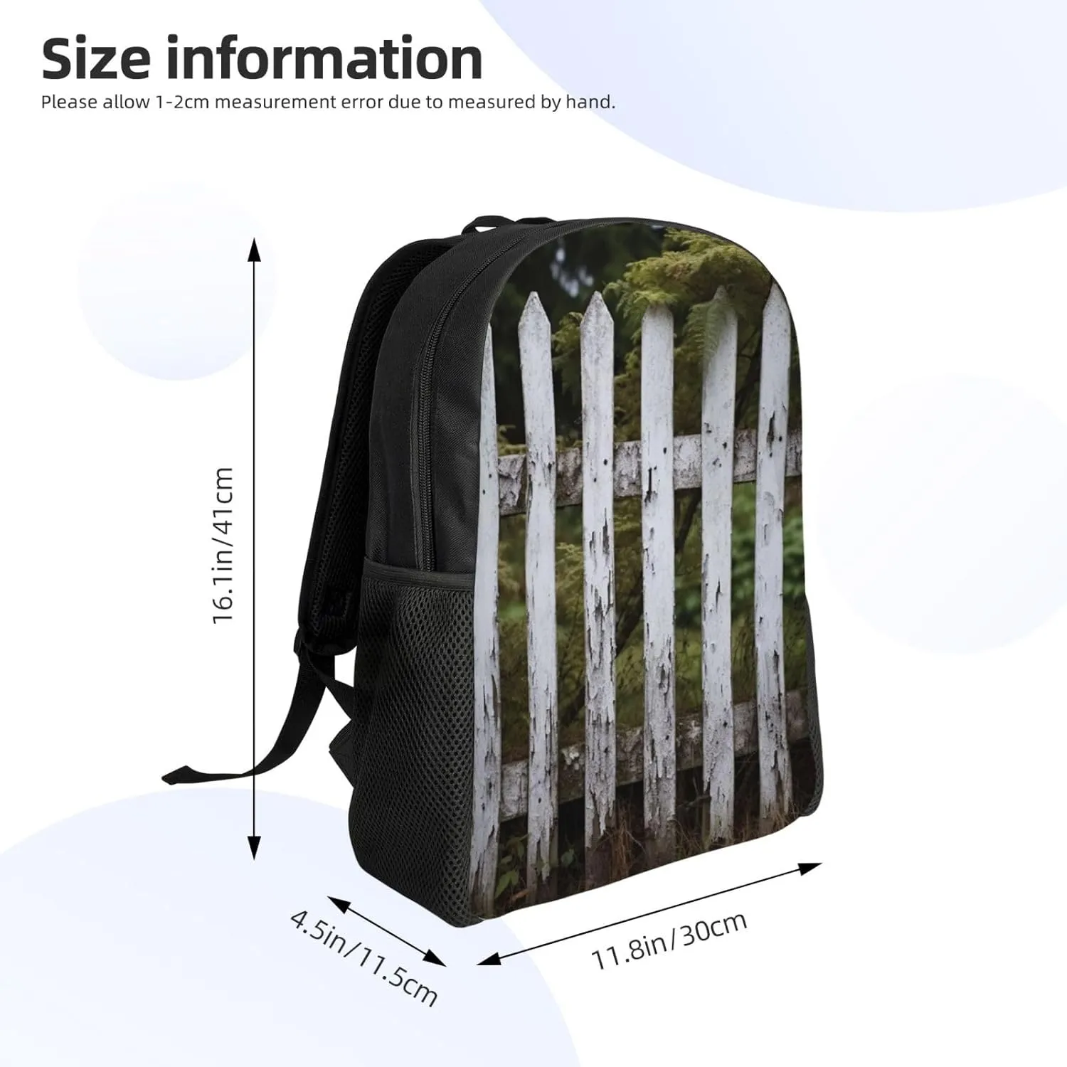 Laptop Backpack for Men Women Carry On Backpack Aged White Fence Backpack Lightweight Travel Bag Casual Daypack