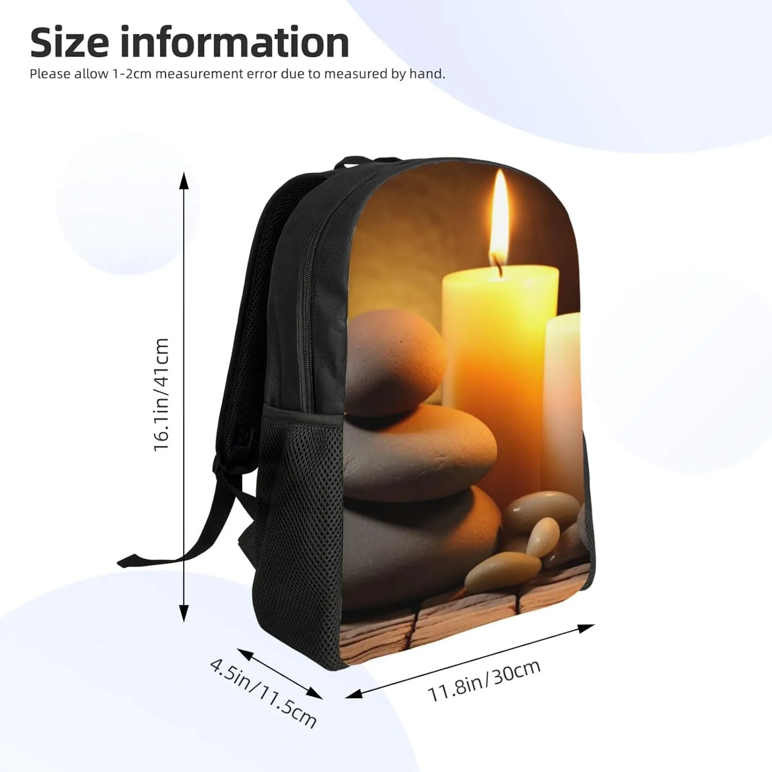 Laptop Backpack for Men Women Carry On Backpack Candles and Stone Backpack Lightweight Travel Bag Casual Daypack