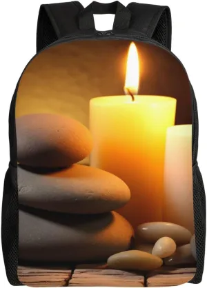 Laptop Backpack for Men Women Carry On Backpack Candles and Stone Backpack Lightweight Travel Bag Casual Daypack