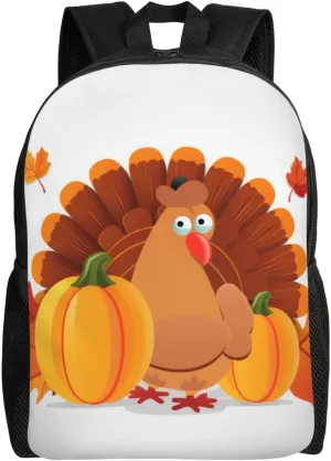 Laptop Backpack for Men Women Carry On Backpack Happy Thanksgiving Turkey Pumpkin Backpack Lightweight Travel Bag Casual Daypack