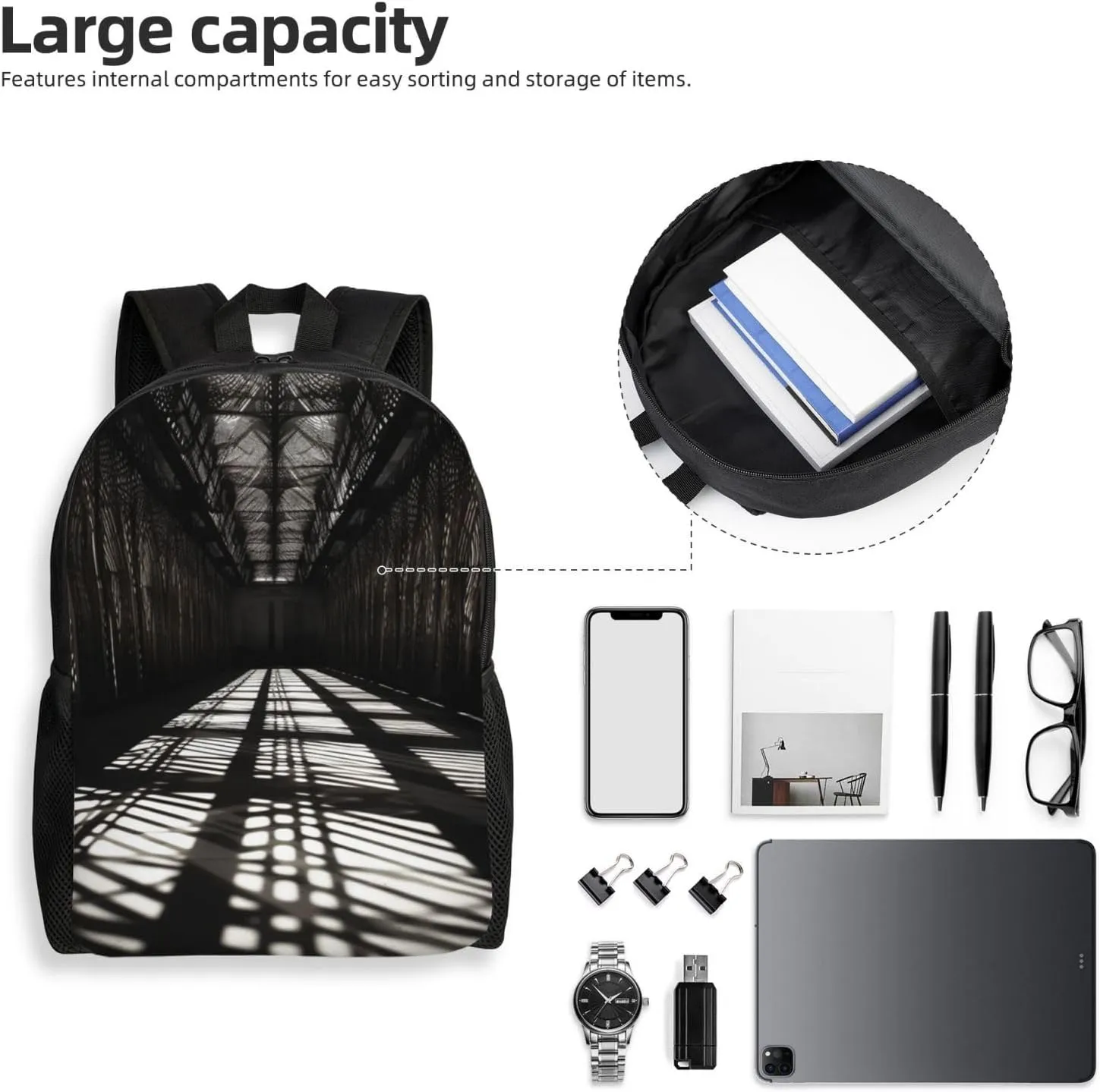 Laptop Backpack for Men Women Carry On Backpack Patterns of Light Backpack Lightweight Travel Bag Casual Daypack