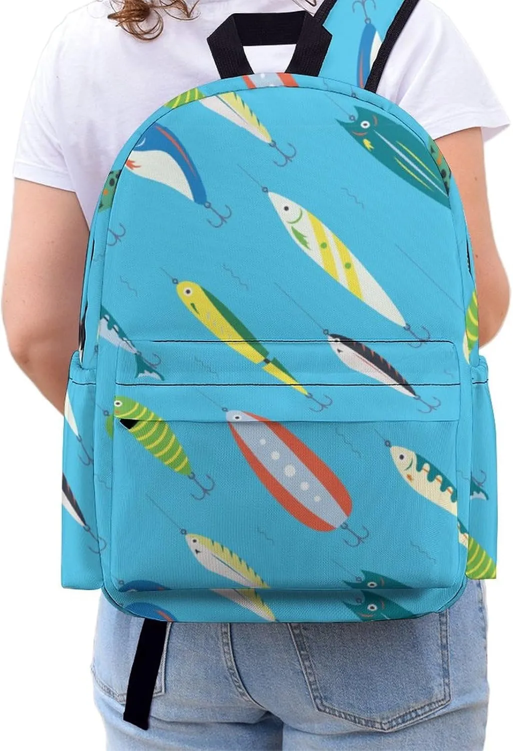 Laptop Backpack for Men Women Funny Fishing Bait Travel Work Backpack with Compartment Large Capacity Summer Daypack Business Work Bag