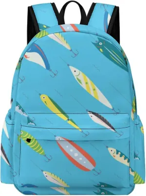 Laptop Backpack for Men Women Funny Fishing Bait Travel Work Backpack with Compartment Large Capacity Summer Daypack Business Work Bag