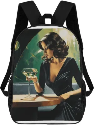 Laptop Backpack for Men Women Lightweight Travel Bag Woman Drinking Alone Casual Daypack 17 Inch Adjustable Shoulder Bag for Work