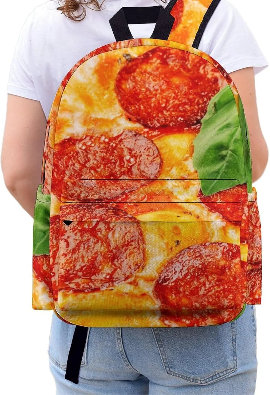 Laptop Backpack for Men Women Thinly Sliced Pepperoni Travel Work Backpack with Compartment Large Capacity Pizza Food Daypack Business Work Bag