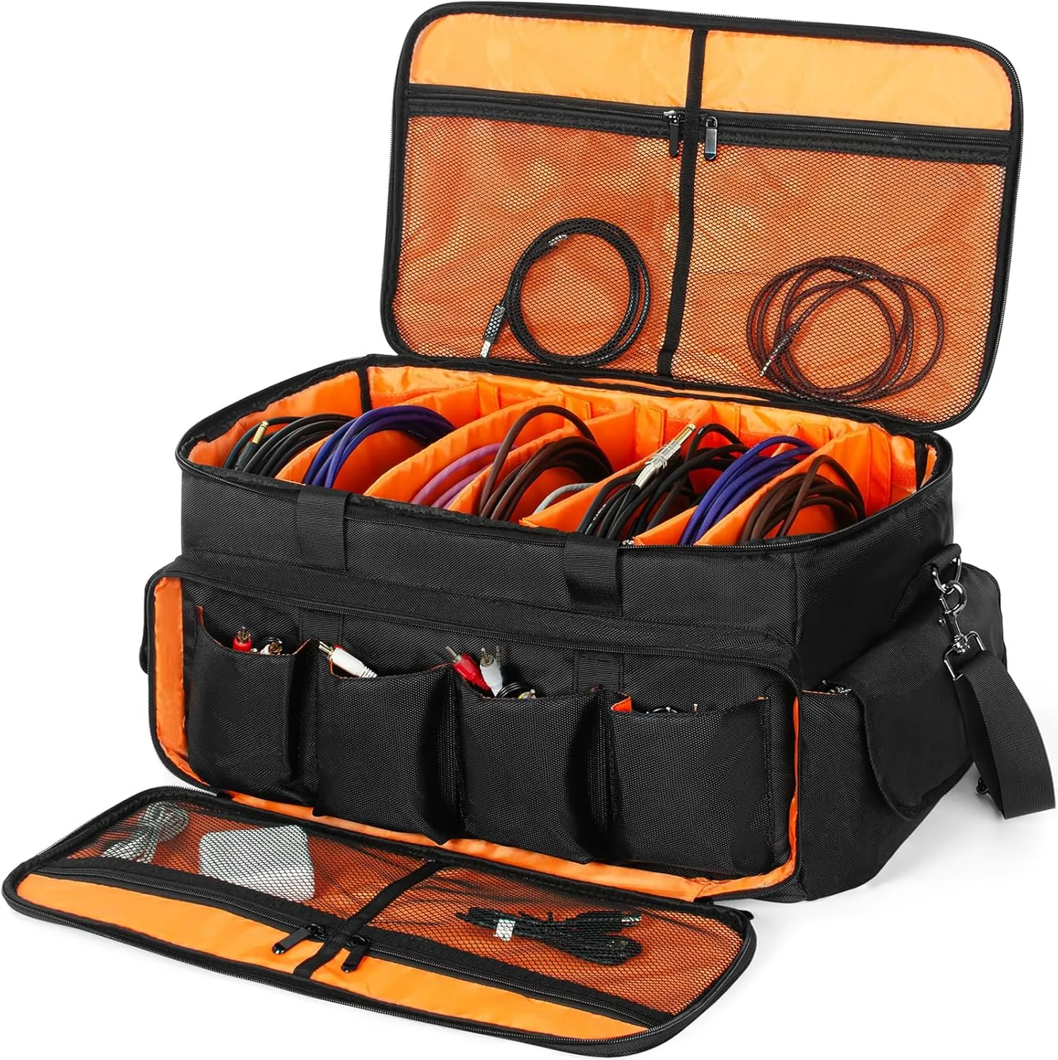 Large Gig Bag Cable File Bag With Adjustable Dividers Dj Cable Gig Bag for Cables, Cords,DJ Gear,Musicians Accessories 20 inch