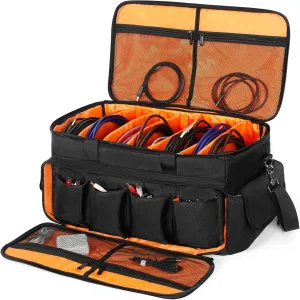 Large Gig Bag Cable File Bag With Adjustable Dividers Dj Cable Gig Bag for Cables, Cords,DJ Gear,Musicians Accessories 20 inch