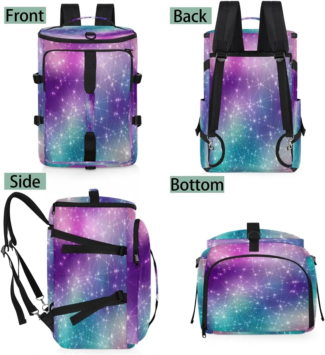Large Sports Gym Bag With Shoe & Laptop Compartment 47L Waterproof Travel Duffel Bags for Men Women Galaxy Stars Luggage Backpack Duffle Bag