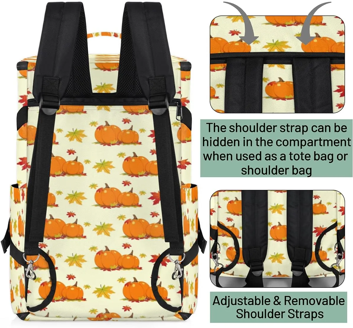 Large Sports Gym Bag With Shoe & Laptop Compartment 47L Waterproof Travel Duffel Bags for Men Women Pumpkins Maple Leaves Luggage Backpack Duffle Bag