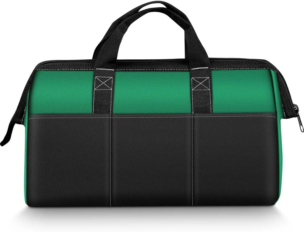 Large Tool Bag, Tool Bags for Men Heavy Duty, 17.3inch/44cm, Green, 1680D Polyester, Ideal for DIY and Craftsmen