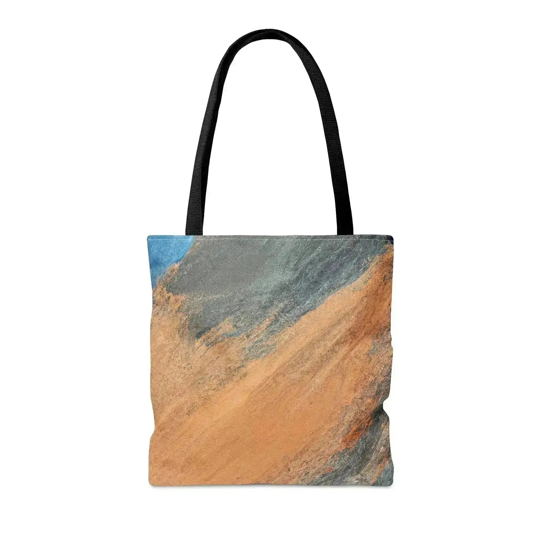 Large Tote Bag Blue Orange Abstract Pattern