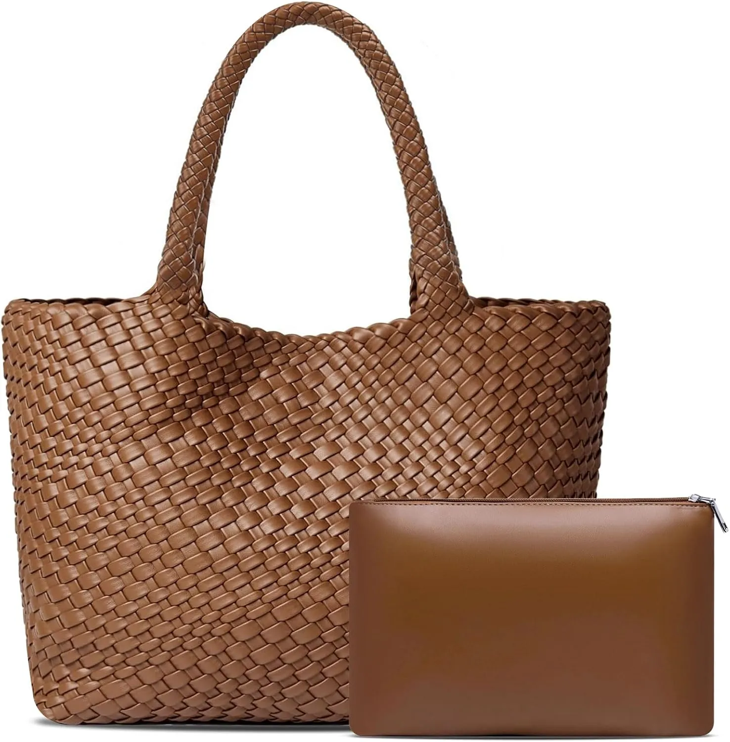 Large Woven Tote Bag for Women Vegan Leather Braided Handbag, and Purses, Top Handle Shoulder Bags