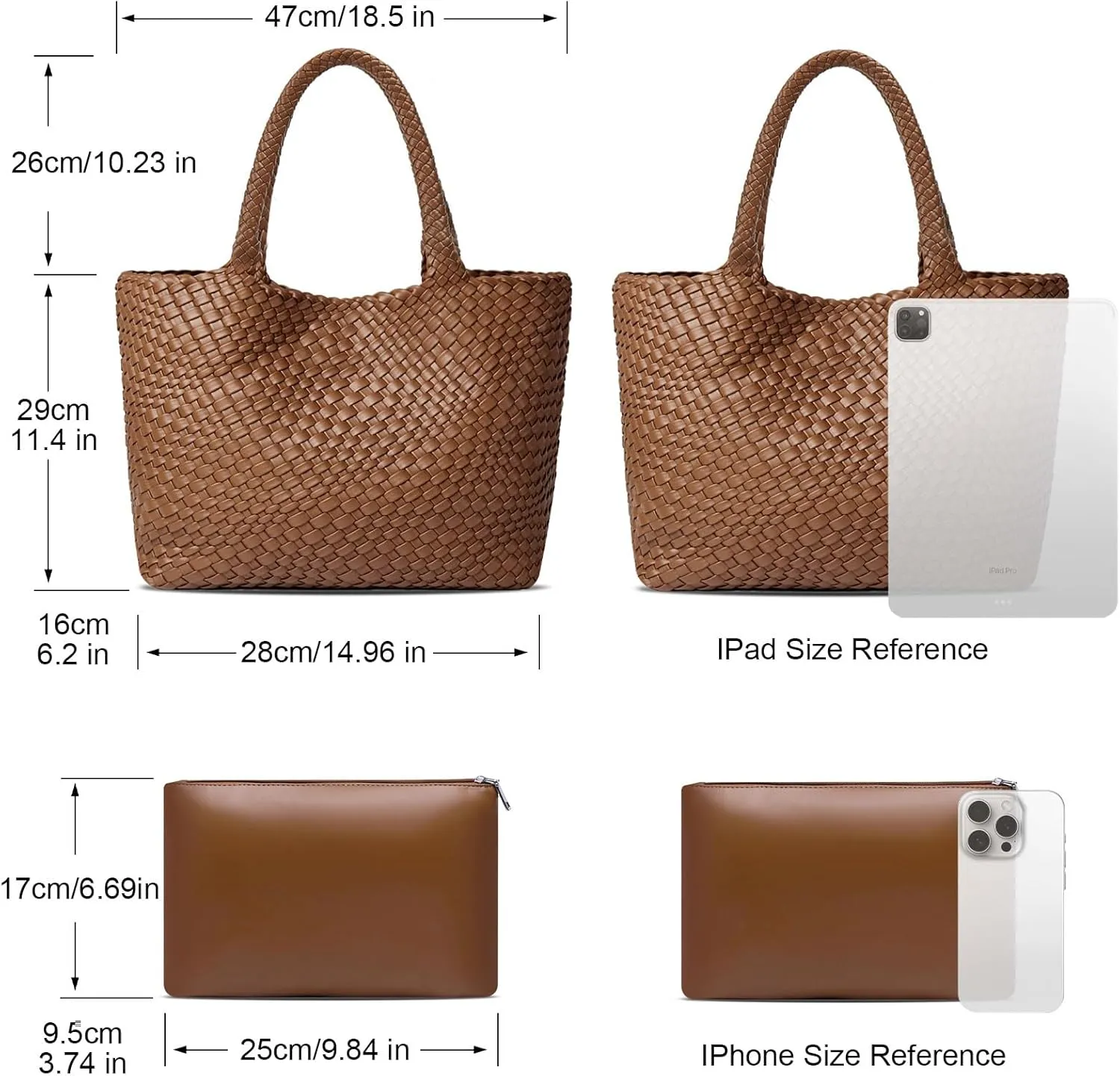 Large Woven Tote Bag for Women Vegan Leather Braided Handbag, and Purses, Top Handle Shoulder Bags