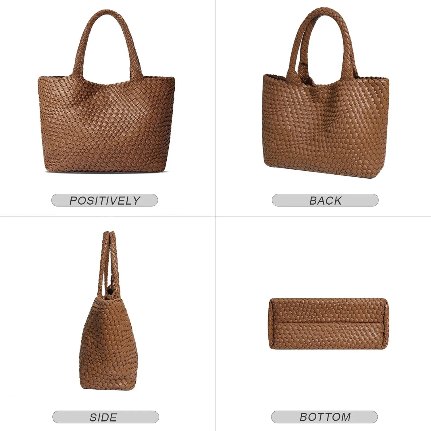 Large Woven Tote Bag for Women Vegan Leather Braided Handbag, and Purses, Top Handle Shoulder Bags