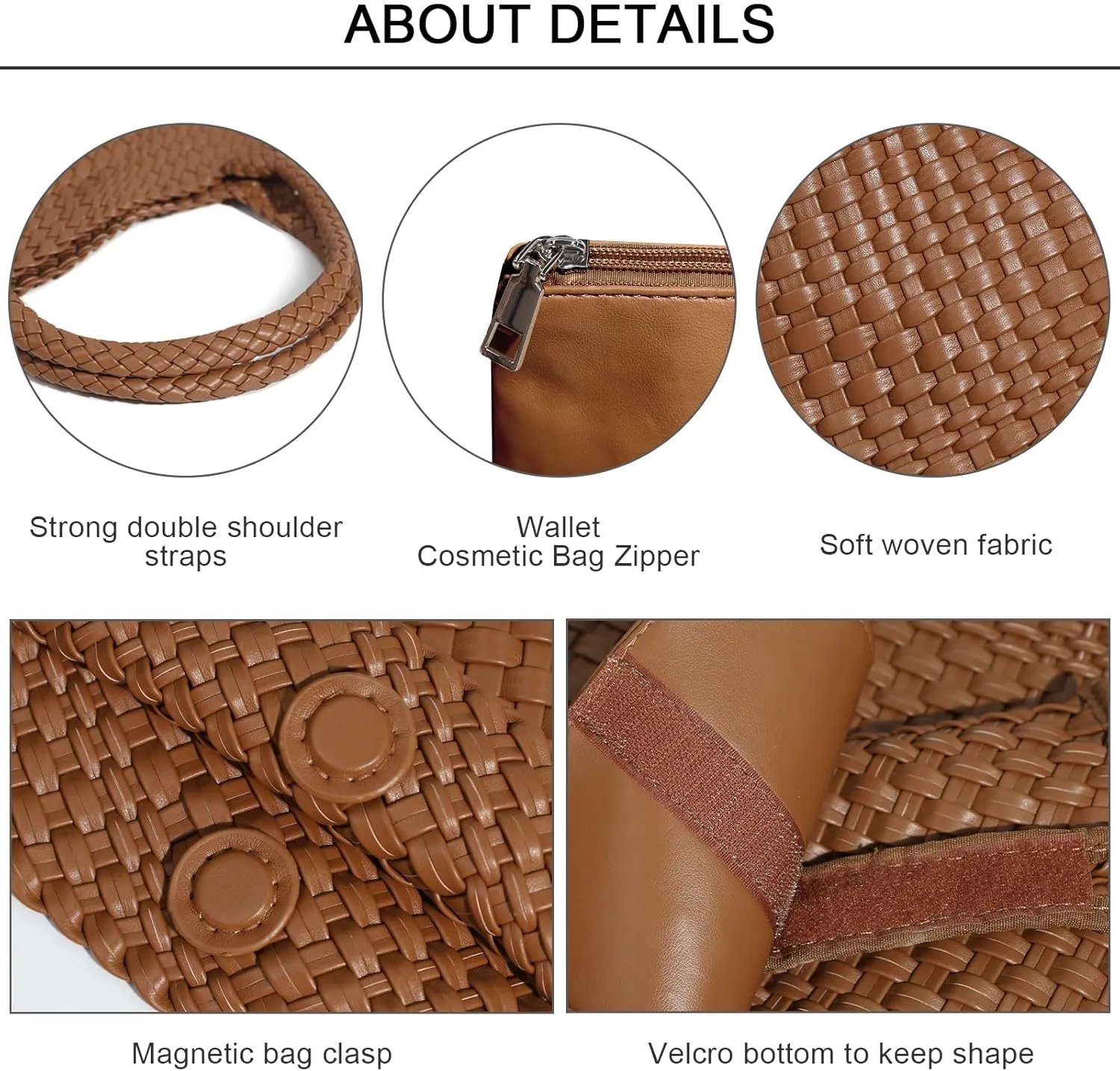 Large Woven Tote Bag for Women Vegan Leather Braided Handbag, and Purses, Top Handle Shoulder Bags