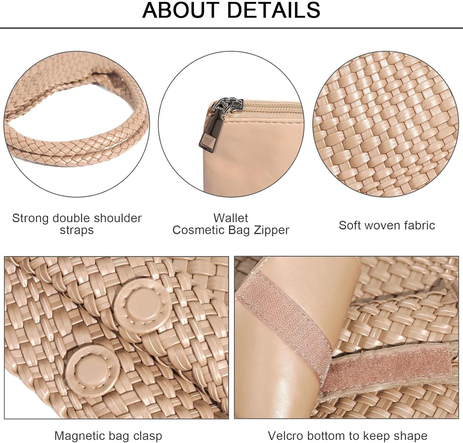 Large Woven Tote Bag for Women Vegan Leather Braided Handbag, and Purses, Top Handle Shoulder Bags