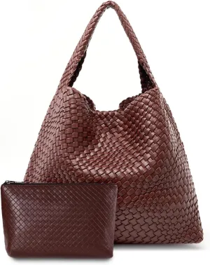 Large Woven Tote Bag for Women Weave Purse Woven Leather Handbag