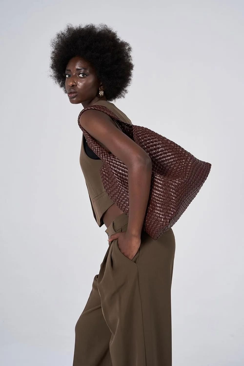 Large Woven Tote Bag for Women Weave Purse Woven Leather Handbag