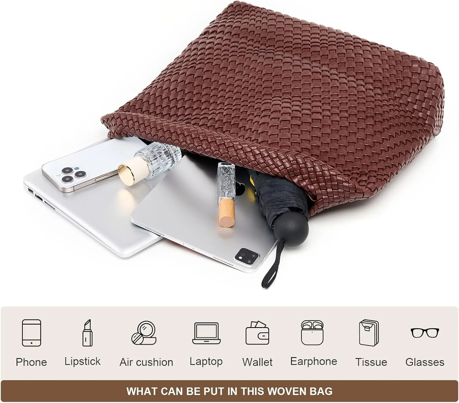 Large Woven Tote Bag for Women Weave Purse Woven Leather Handbag