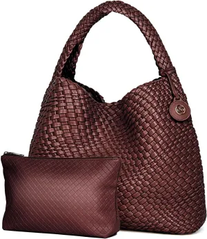 Large Woven Tote Bag for Women Woven Purse Leather Handbags Braided Purse Weave Purse with Top Handle