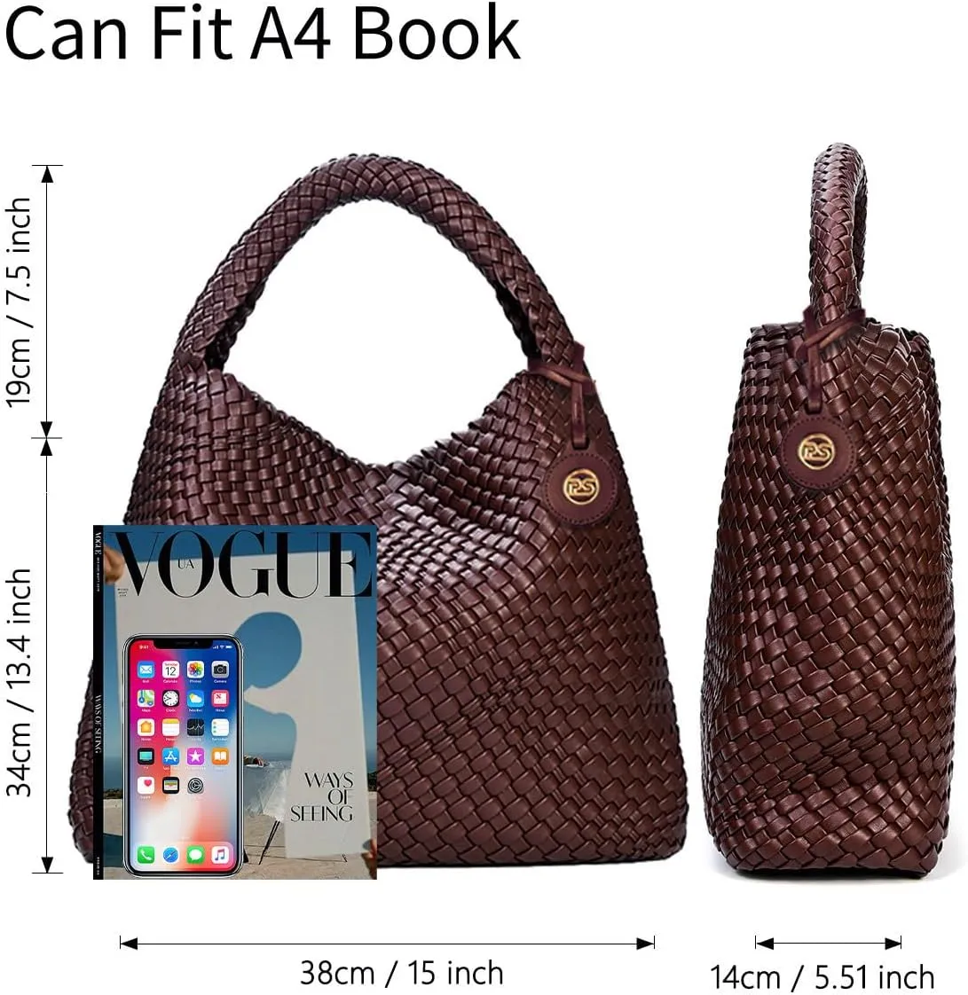 Large Woven Tote Bag for Women Woven Purse Leather Handbags Braided Purse Weave Purse with Top Handle
